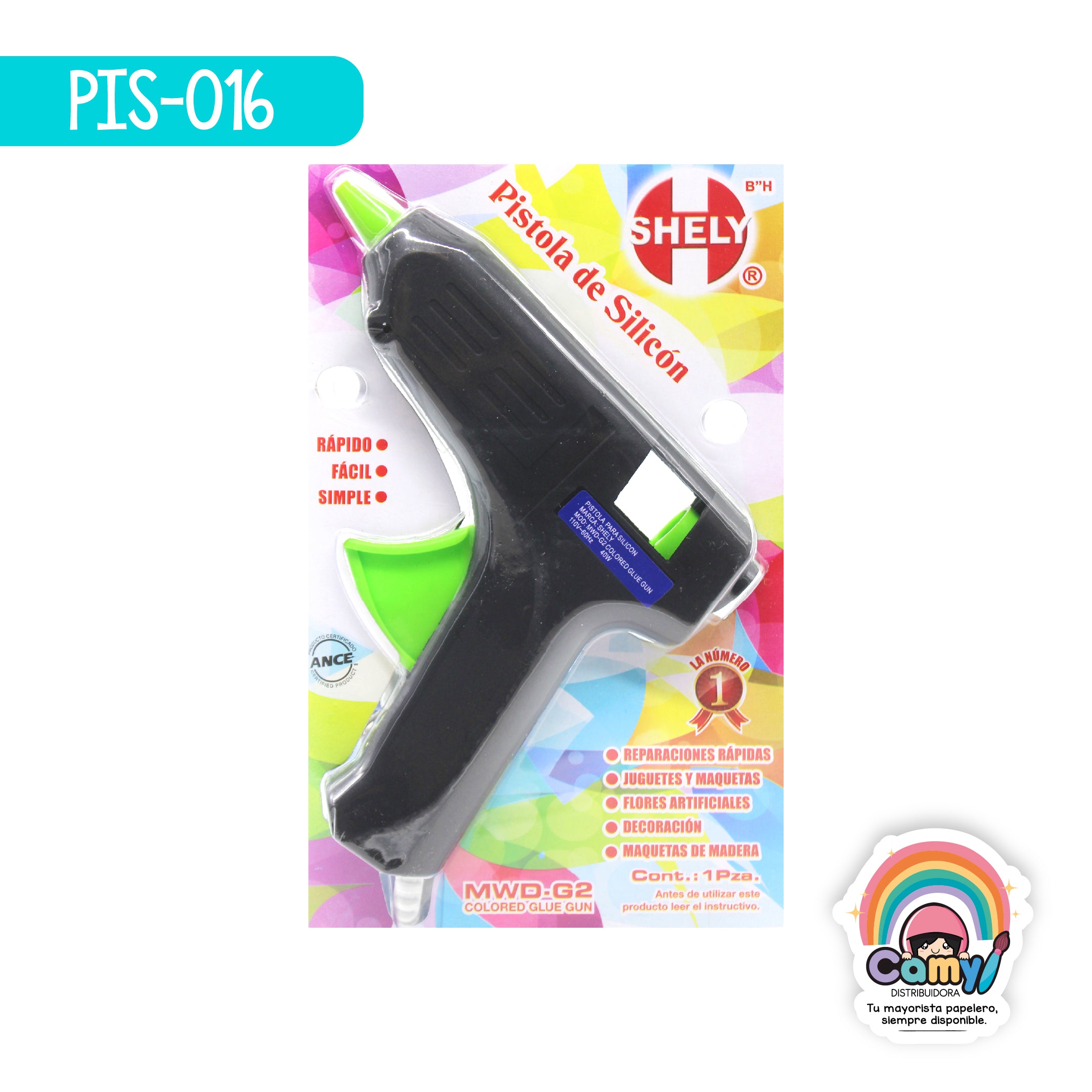 PIS-016 PISTOLA SHELY DE SILICON GRANDE NEGRA SHL18