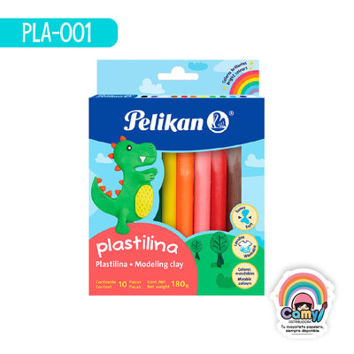PLA-001 PLASTILINA C/10 BARRAS COL. SURT. PELIKAN
