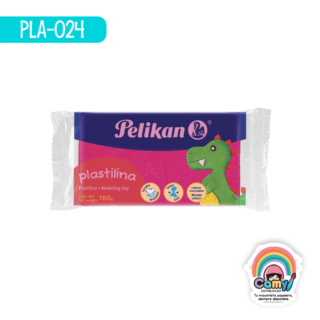 PLA-024 PLASTILINA MARQUETA 180 G MAGENTA PELIKAN