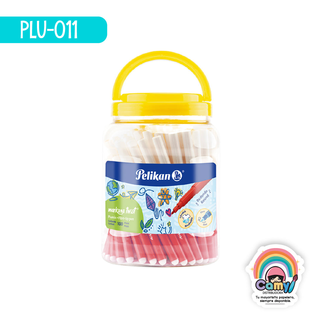 PLU-011 MARKANA TWIST ROJO C/100 PELIKAN