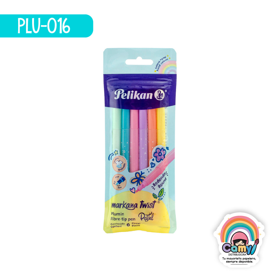 PLU-016 BOLSA MARKANA TWIST C/6 PASTEL COL. SURT PELIKAN