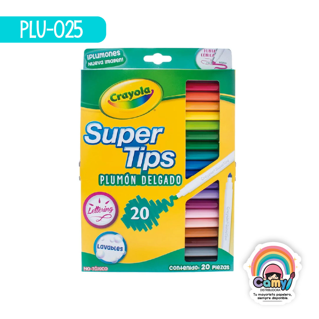 PLU-025 20 PLUMONES DELGADOS LAVABLES CRAYOLA