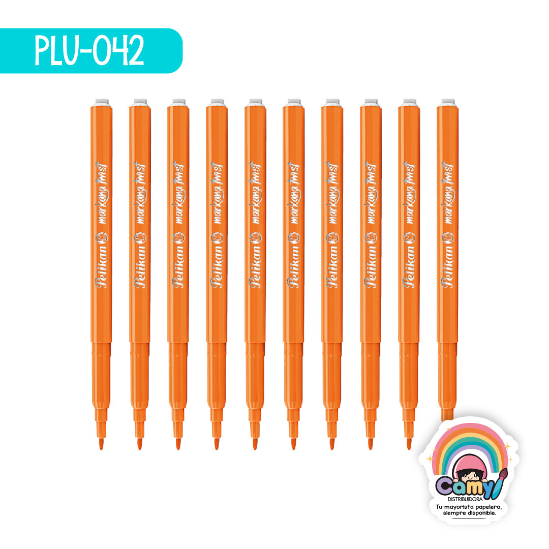 PLU-042 ROLLO DE MARKANA TWIST NARANJA C/10 PELIKAN