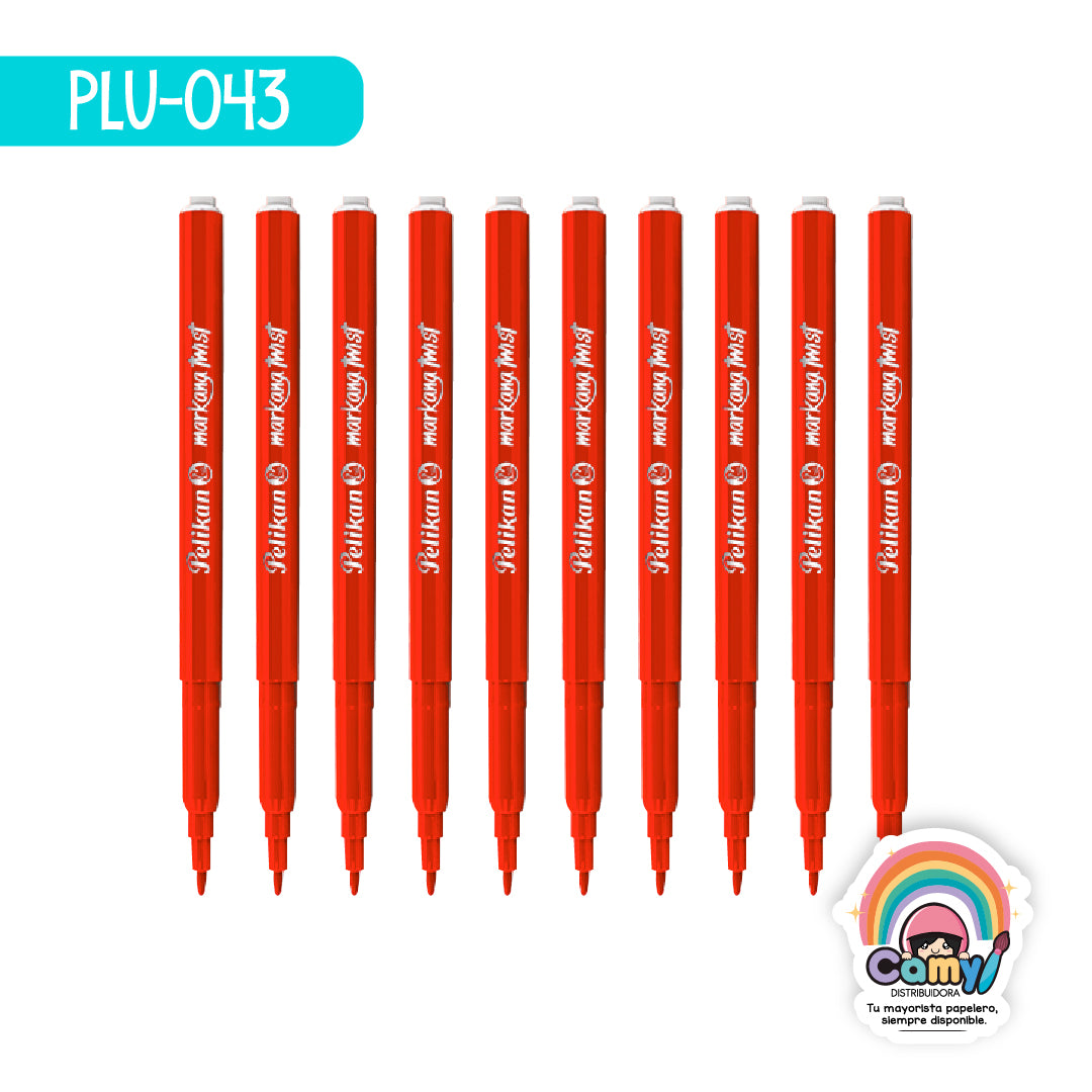 PLU-043 ROLLO DE MARKANA TWIST ROJO C/10 PELIKAN