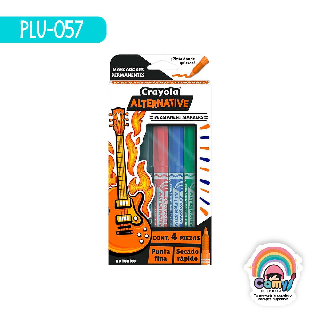 PLU-057 4 PLUMONES PERMANENTES ALTERNATIVE CRAYOLA