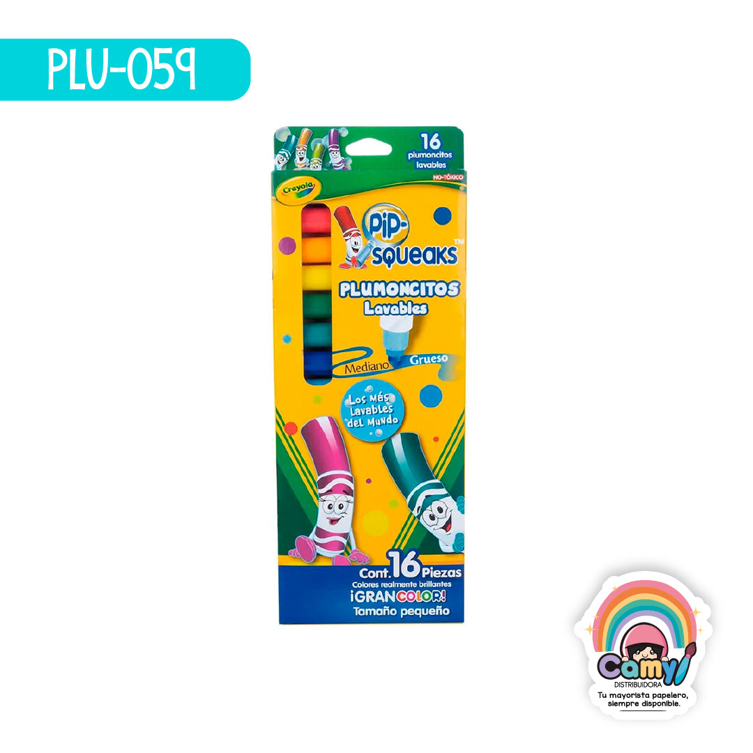 PLU-059 16 PLUMONCITOS PIP SQUEAKS LAVABLES CRAYOLA