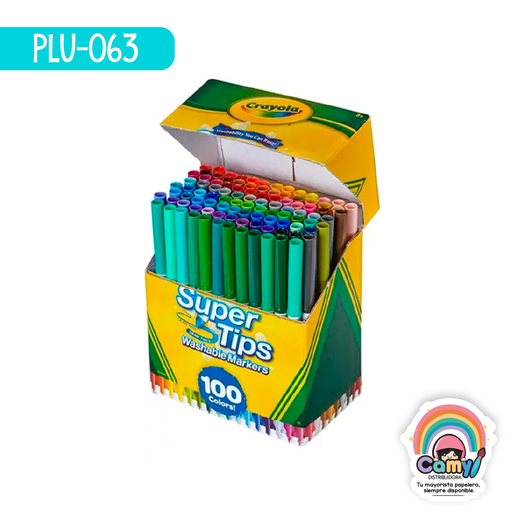 PLU-063 100 PLUMONES DELGADOS LAVABLES CRAYOLA