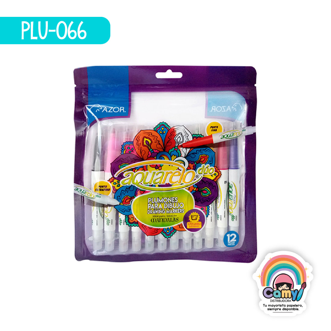 PLU-066 MANDALA AQUARELO DUO BOLSA C/12 PZ AZOR
