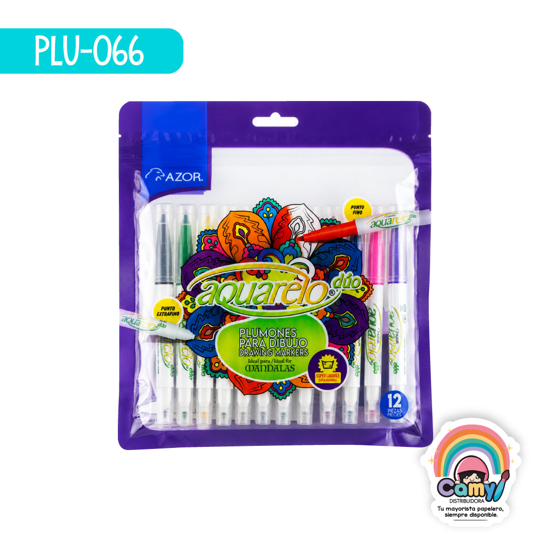 PLU-066 MANDALA AQUARELO DUO BOLSA C/12 PZ AZOR