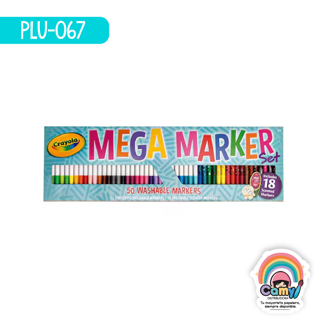 PLU-067 MEGA MARKER SET LAVABLES CRAYOLA C/50