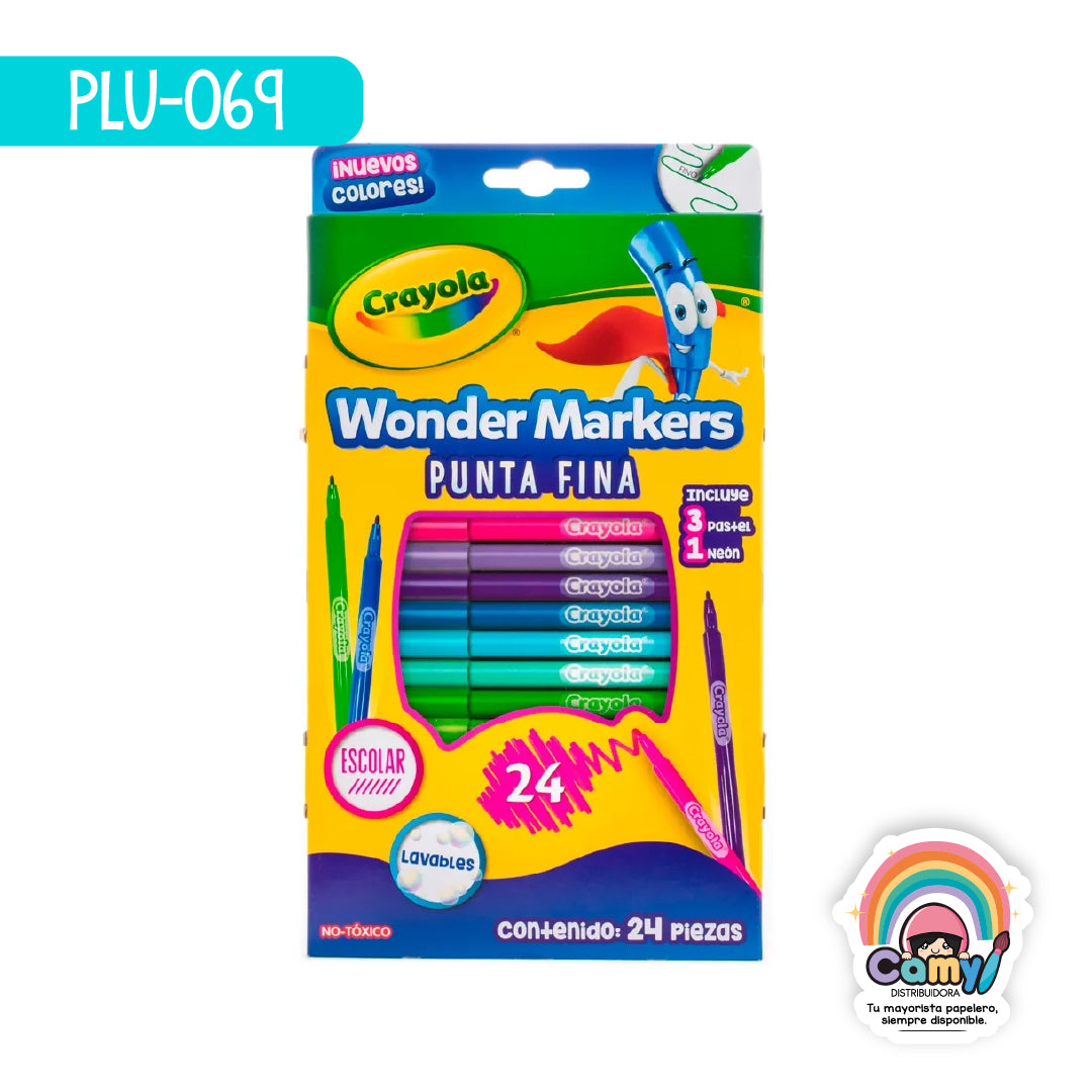 PLU-069 20 WONDER MARKERS ESCOLARES LAVABLES CRAYOLA