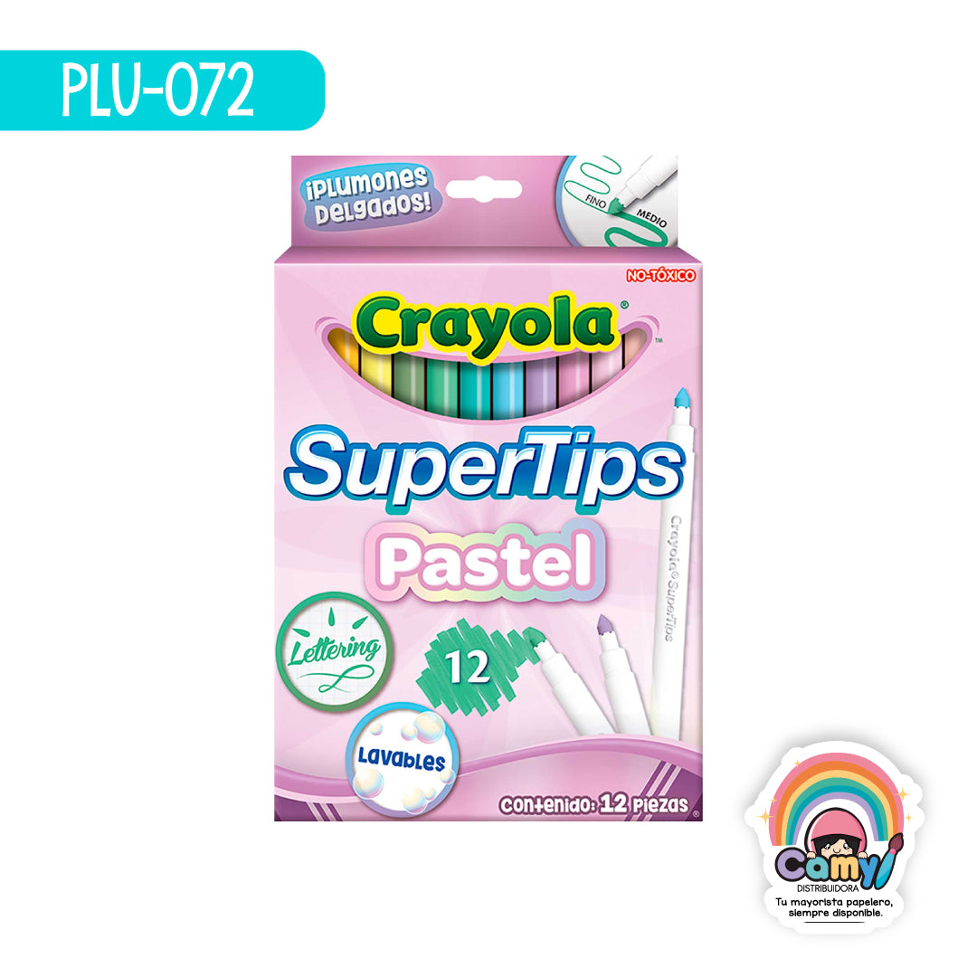 PLU-072 12 SUPER TIPS CRAYOLA PASTEL