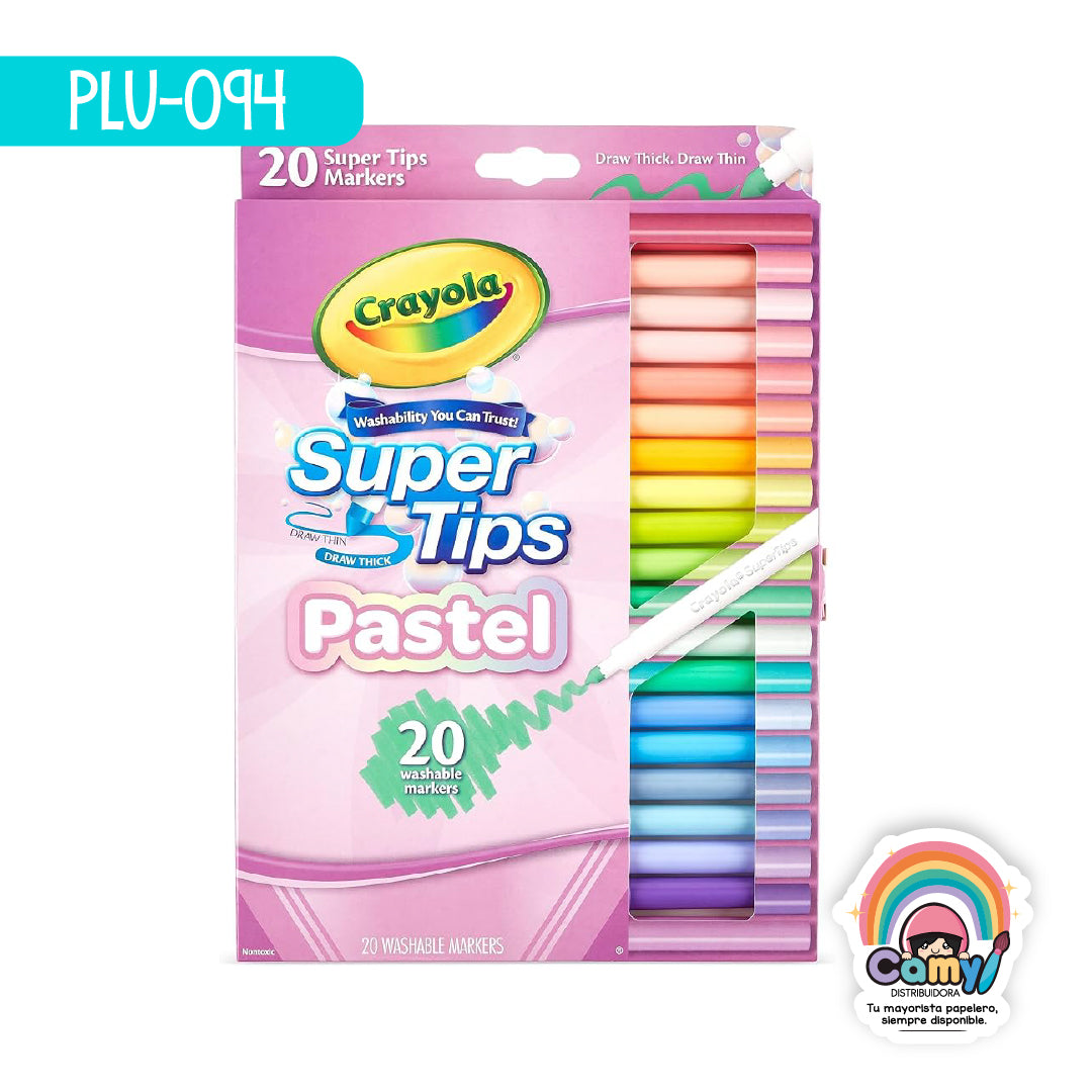 PLU-094 20 SUPER TIPS PASTEL CRAYOLA
