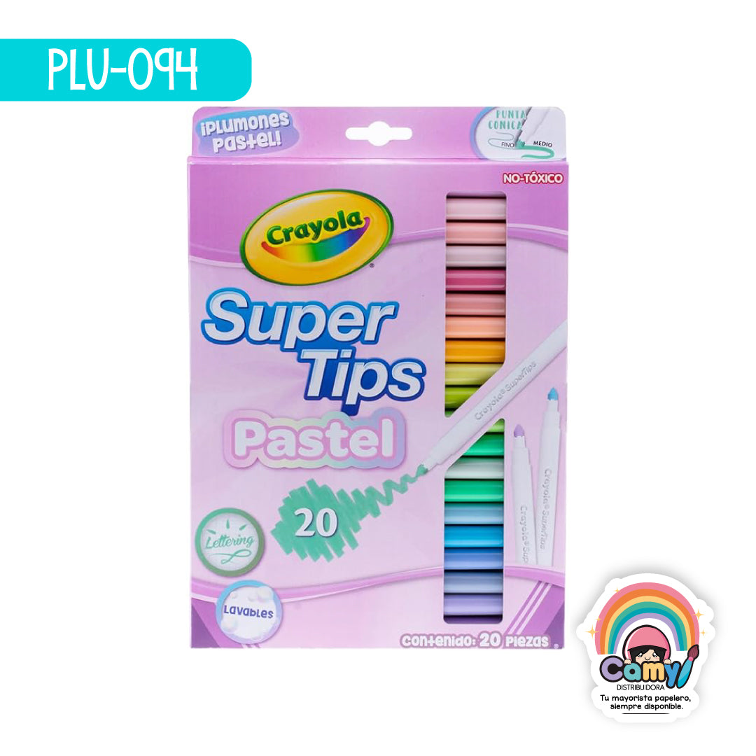 PLU-094 20 SUPER TIPS PASTEL CRAYOLA