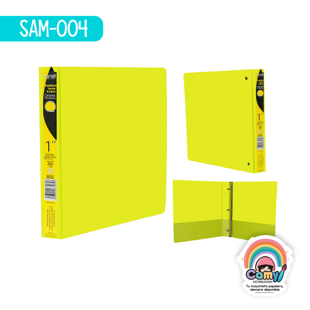 SAM-004 CARPETA BASIC LINE 1" CARTA AMARILLO NEON. SAMSILL