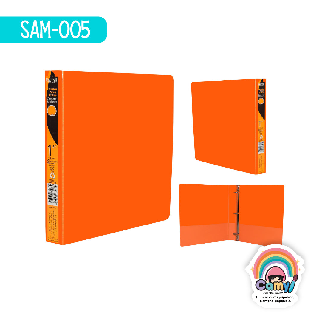 SAM-005 CARPETA BASIC LINE 1" CARTA NARANJA NEON. SAMSILL