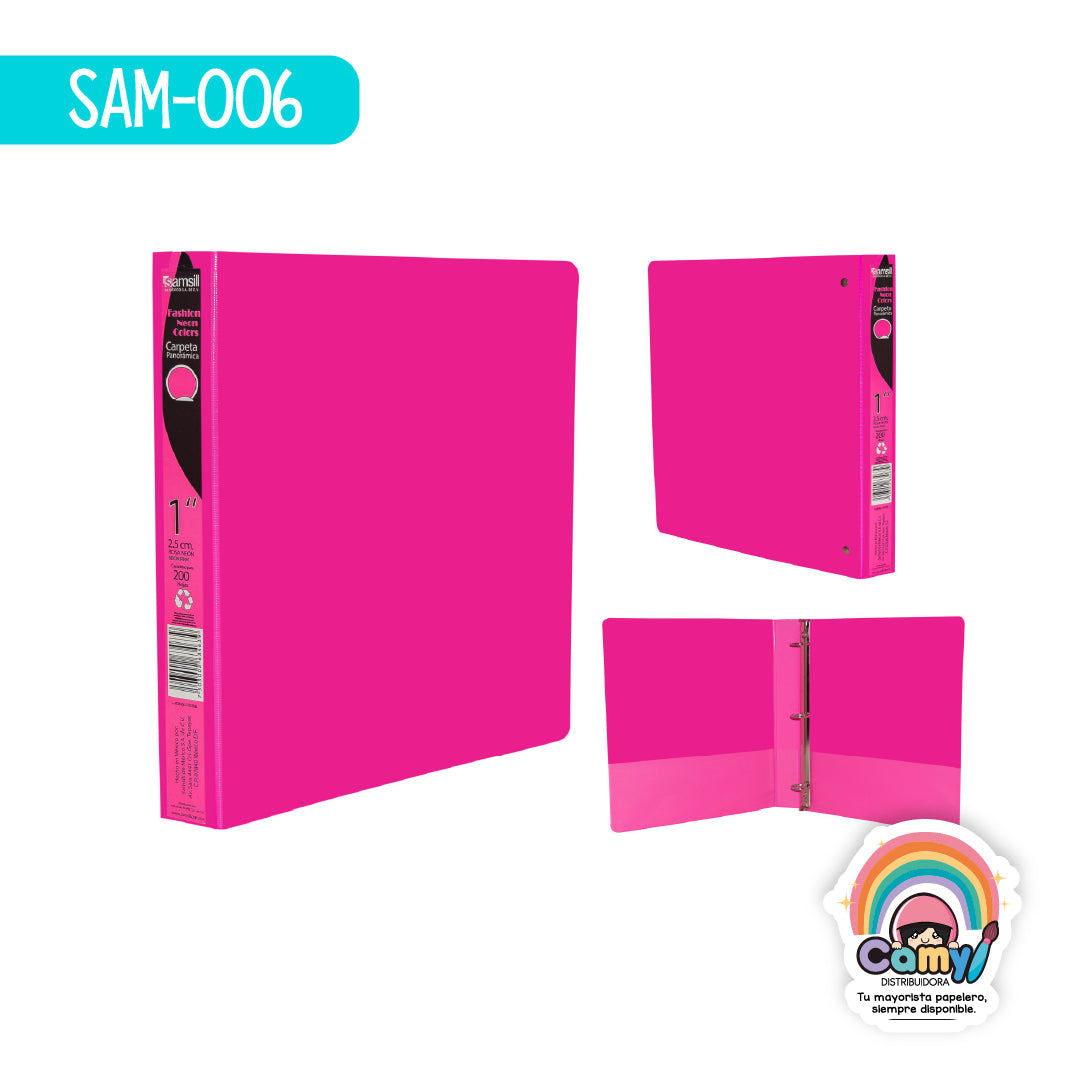 SAM-006 CARPETA BASIC LINE 1" CARTA ROSA NEON. SAMSILL