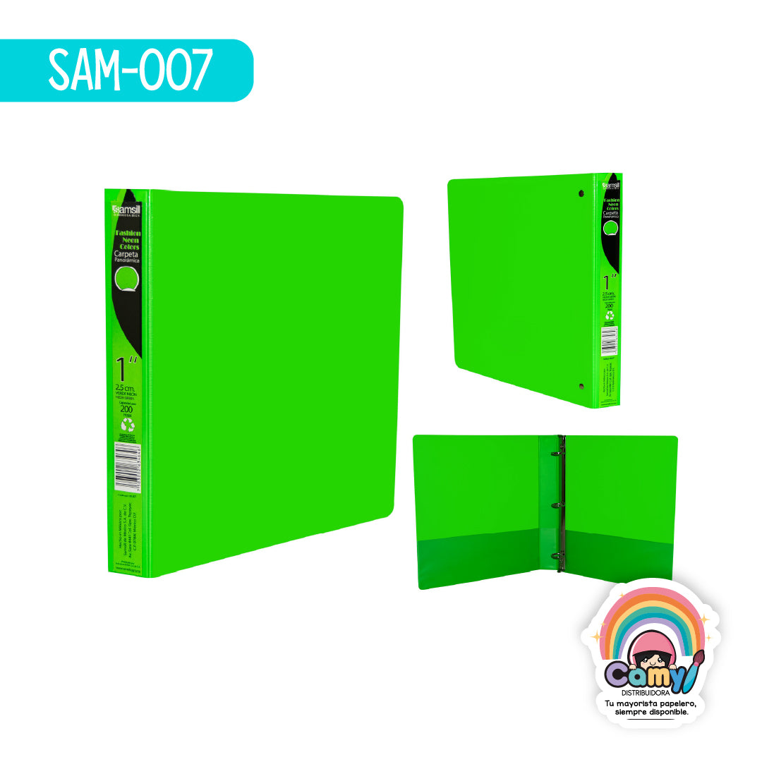 SAM-007 CARPETA BASIC LINE 1" CARTA VERDE NEON. SAMSILL