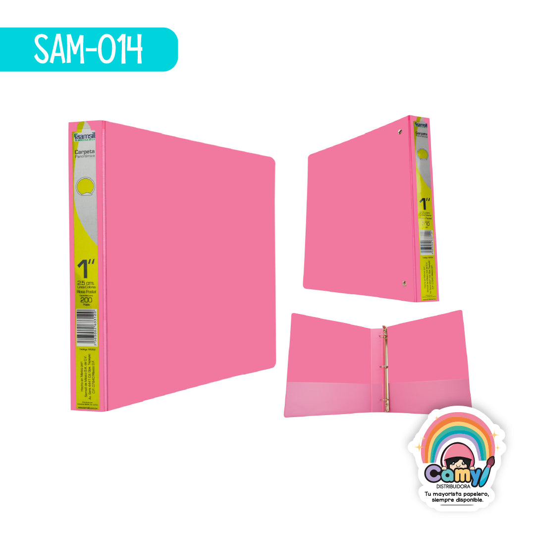 SAM-014 CARPETA BASIC LINE 1" CARTA ROSA PASTEL. SAMSILL
