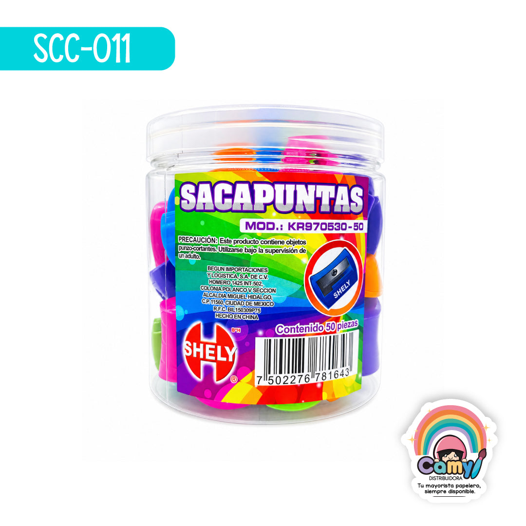 SCC-011 SACAPUNTAS PLASTICO SHELY KR970530 BOTE C/50