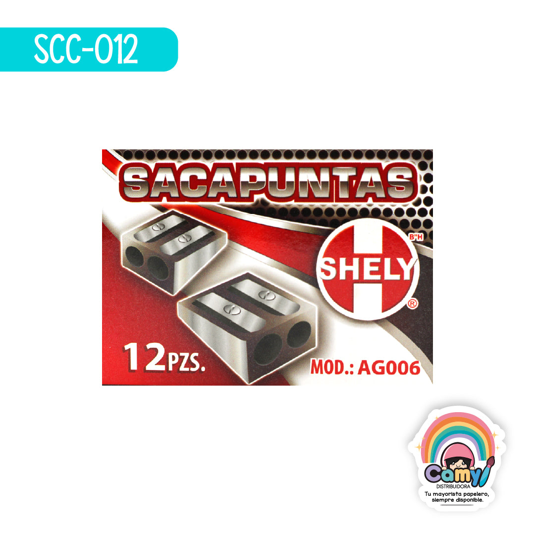 SCC-012 SACAPUNTAS METALICO DOBLE HOYO SHELY C/12