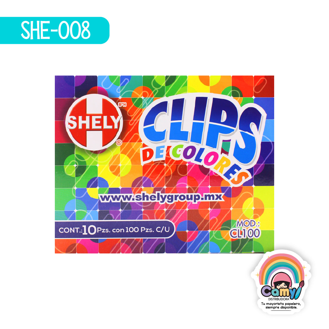 SHE-008 CLIPS DE COLORES SHELY CAJITA C/100