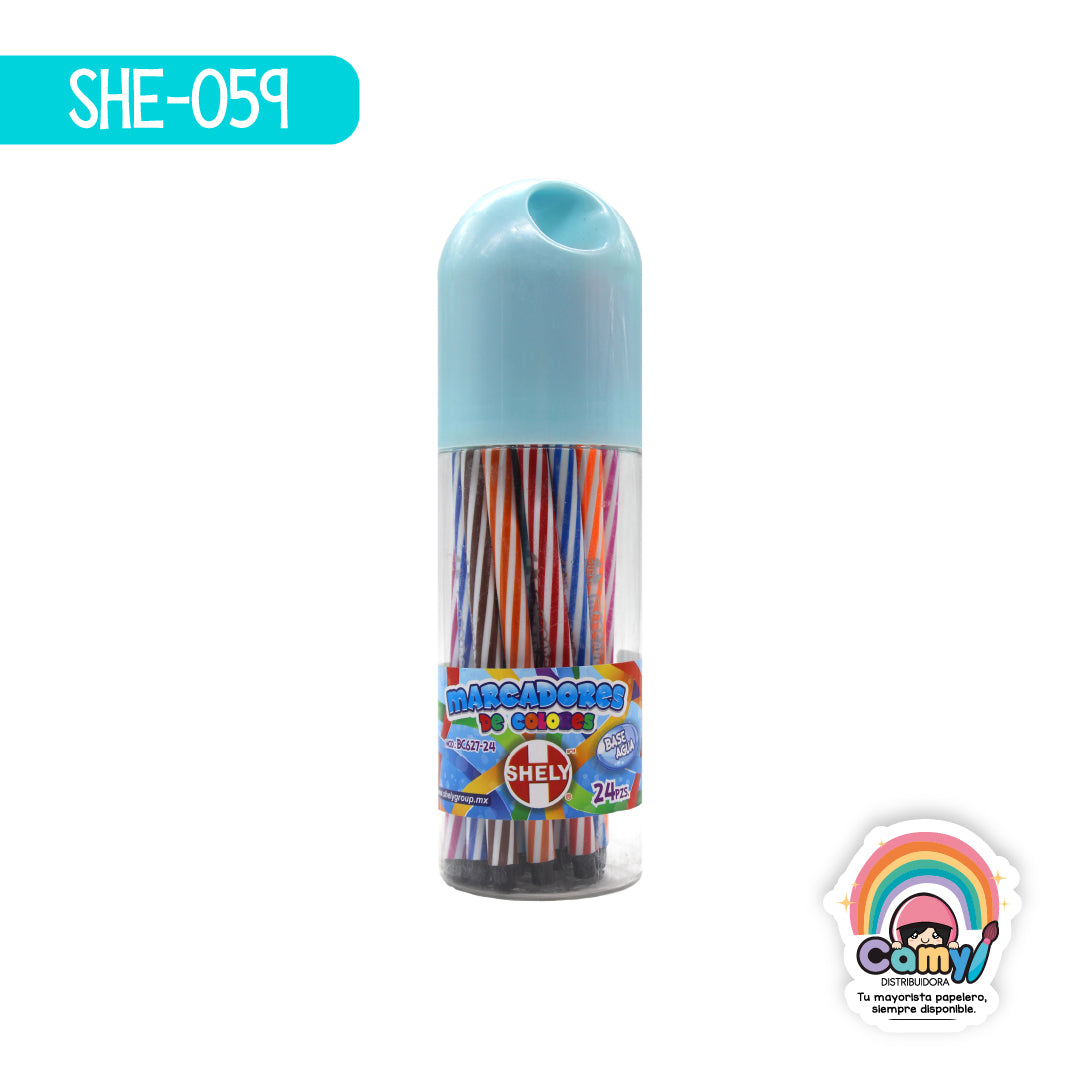 SHE-059 MARCADORES BASE DE AGUA C/24PZ. BC627-24 SHELY