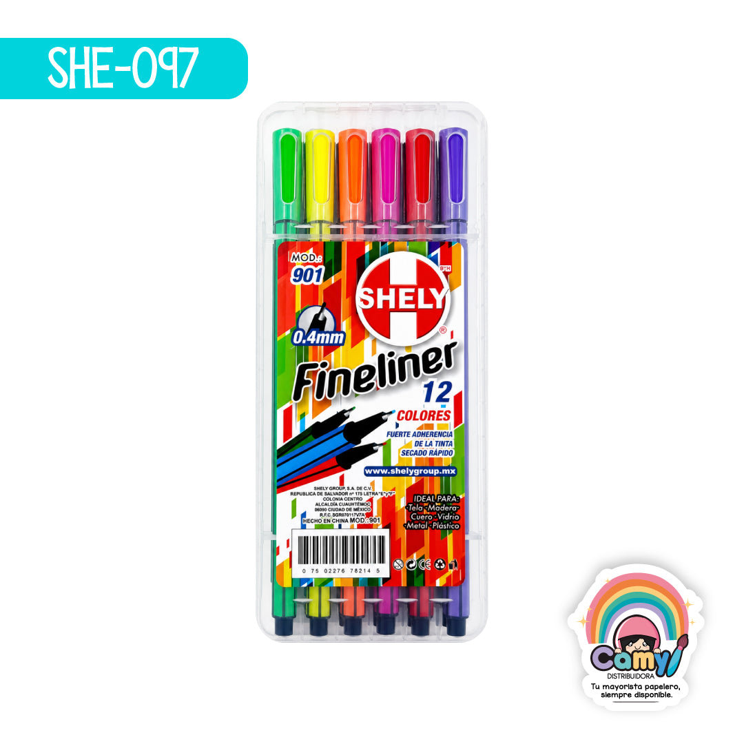 SHE-097 DELINEADORES FINELINER SHELY SET C/12PZ.