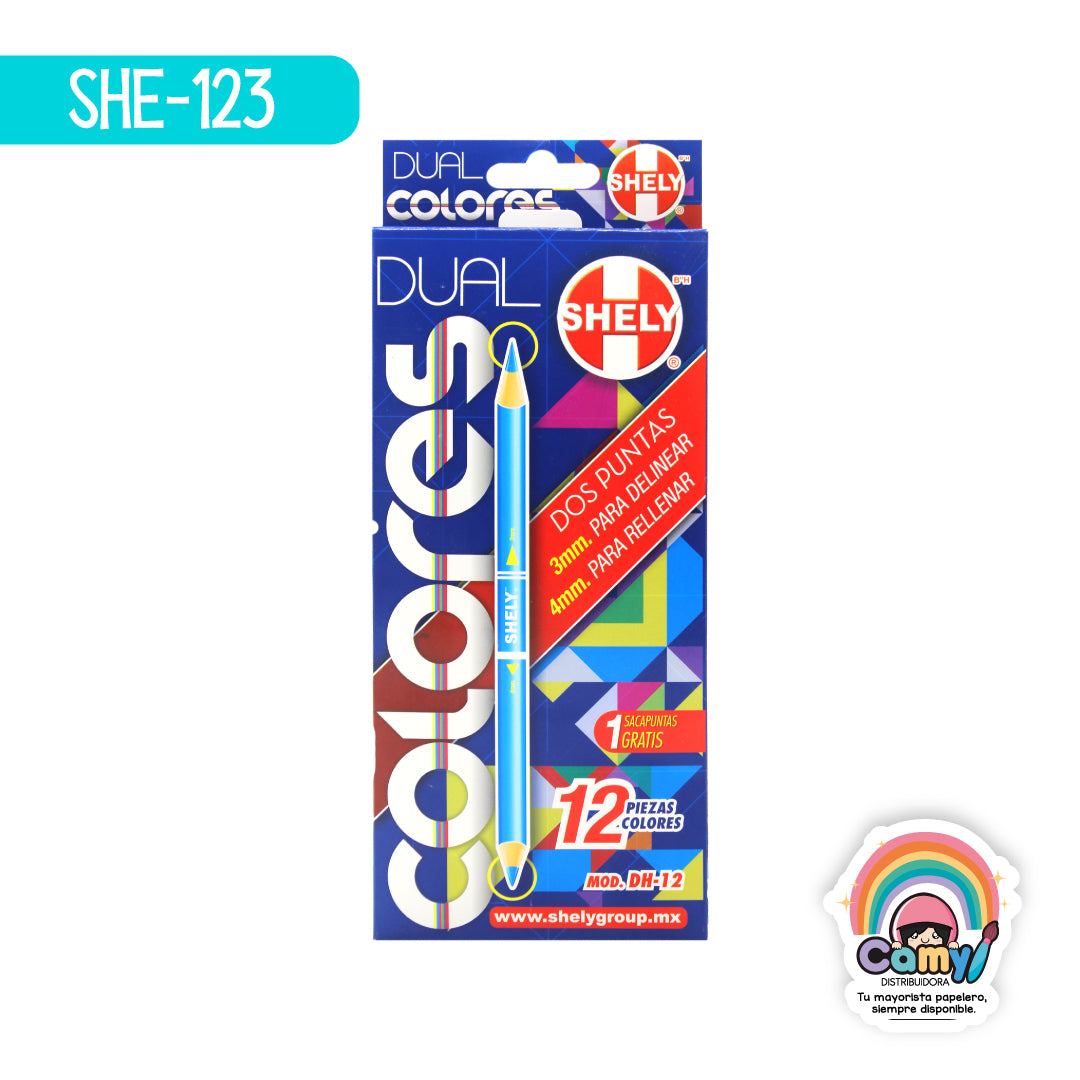 SHE-123 LPZ COLORES DUAL SHELY C/12 MINA 3MM/4MM