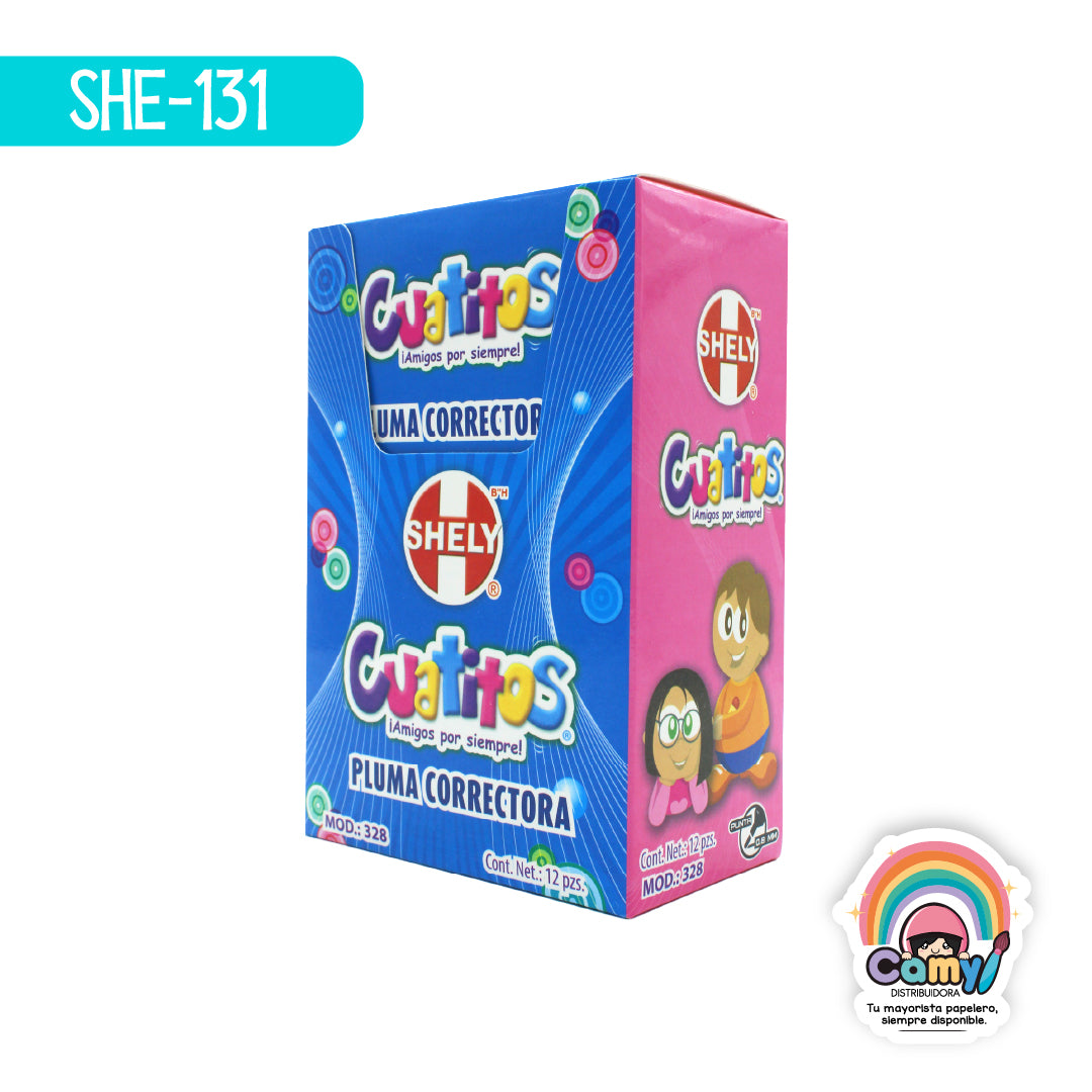 SHE-131 PLUMA CORRECTORA CUATITOS CAJA C/12 MOD.328 SHELY