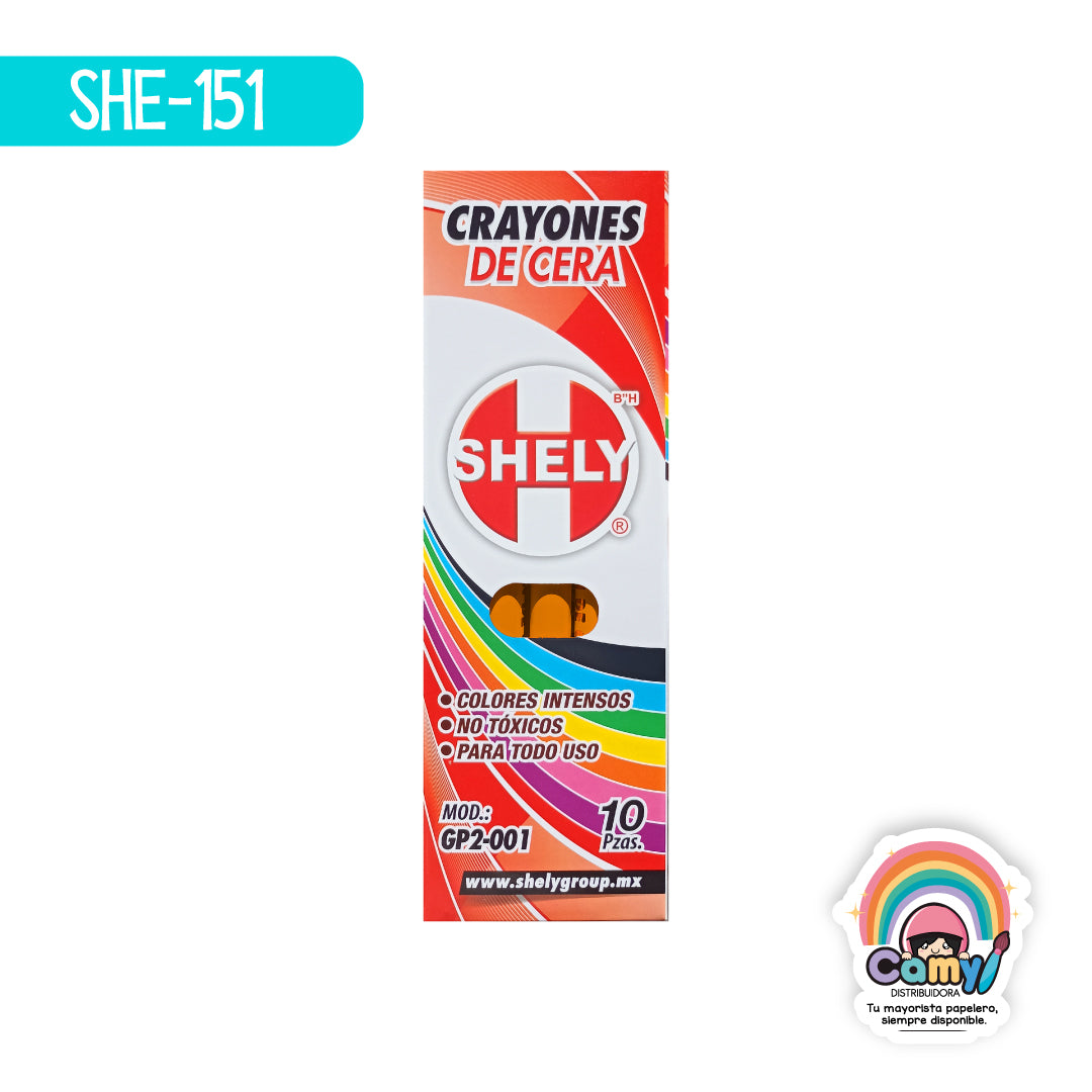 SHE-151 CRAYONES DE CERA SHELY C/10 NARANJA