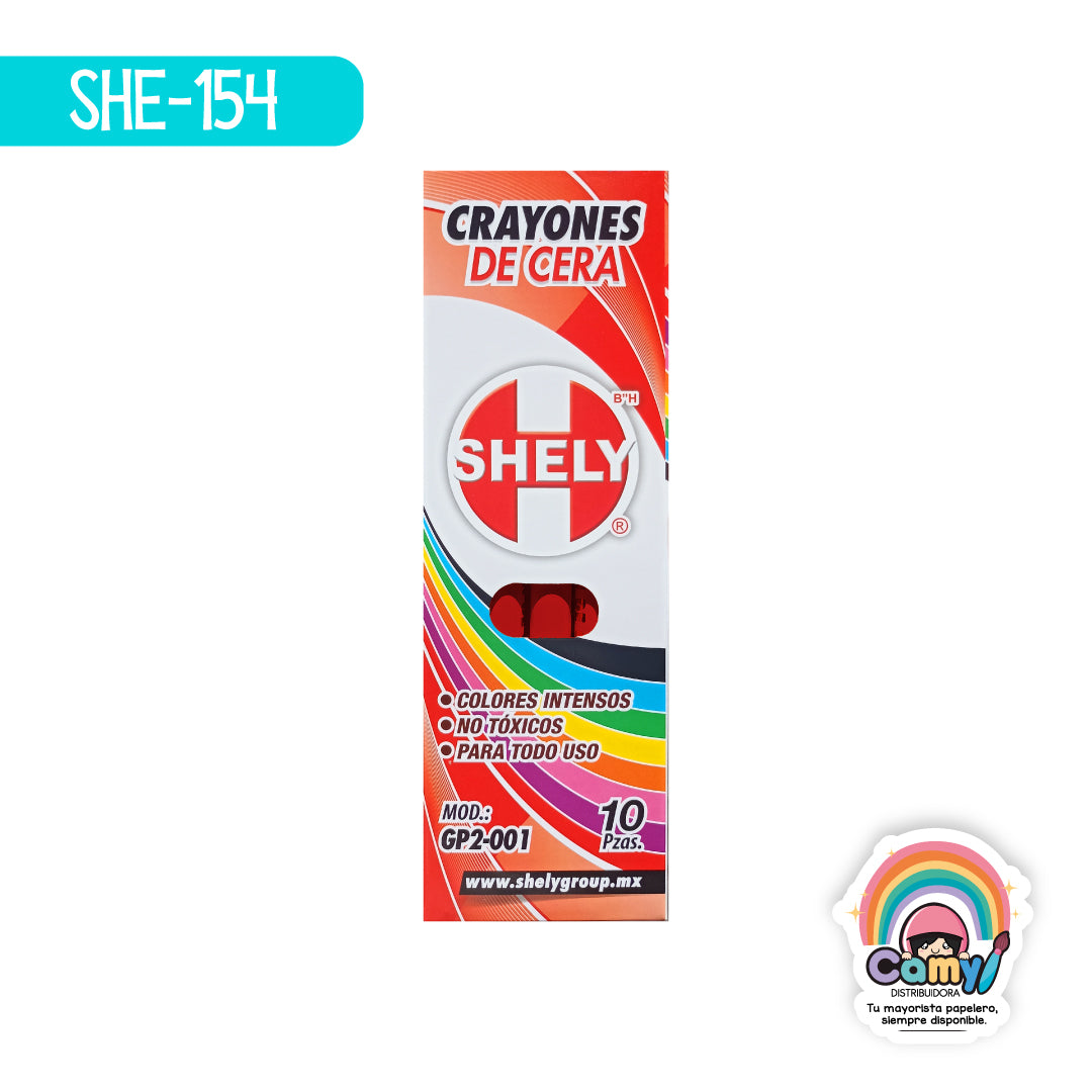 SHE-154 CRAYONES DE CERA SHELY C/10 ROJO