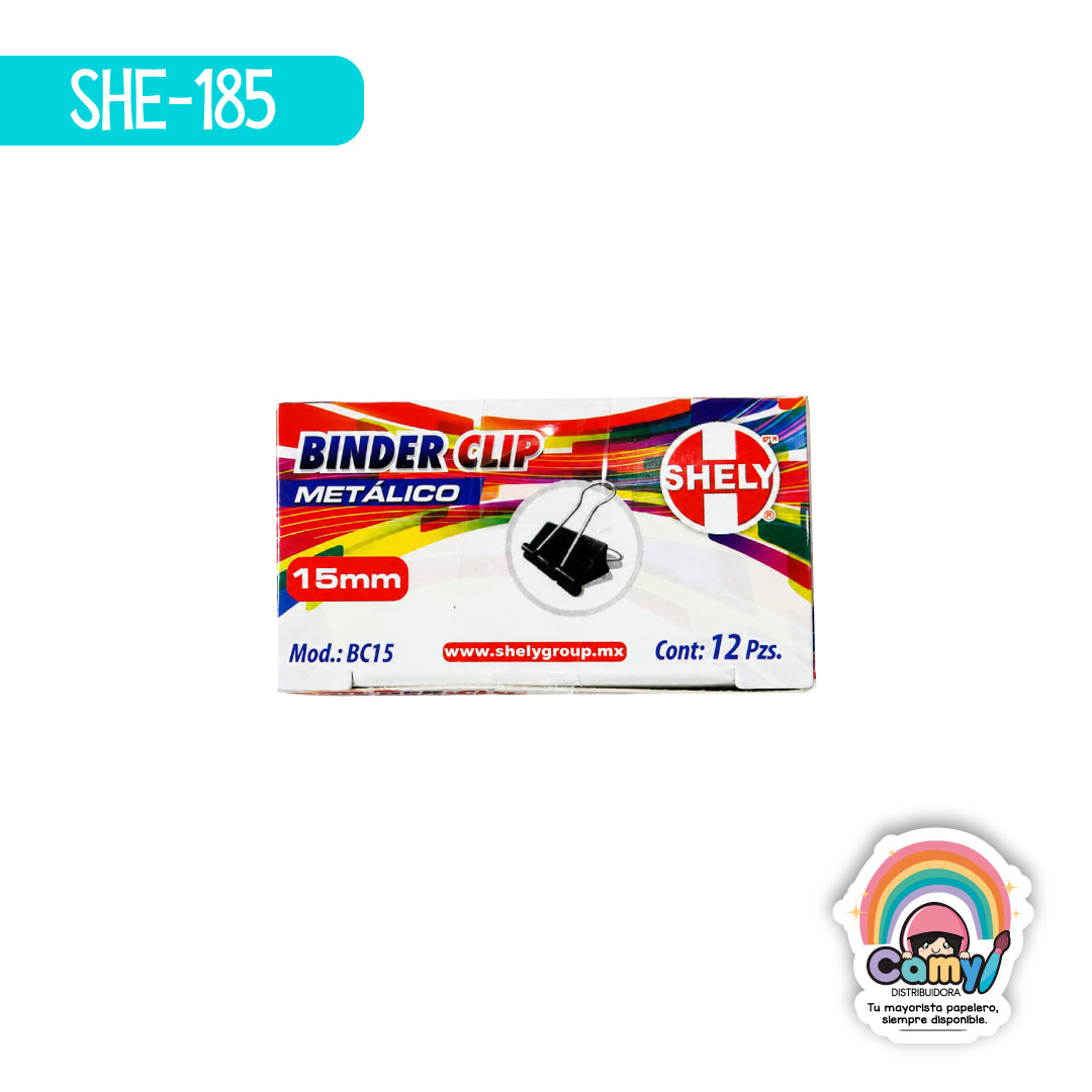 SHE-185 BLINDER CLIP METALICO 15MM CAJA C/12 SHELY