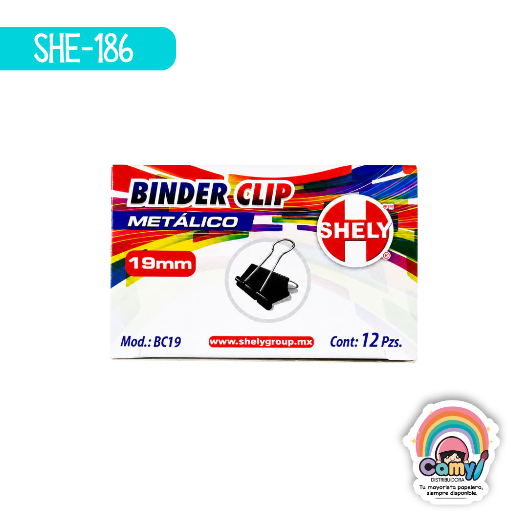 SHE-186 BLINDER CLIP METALICO 19MM CAJA C/12 SHELY