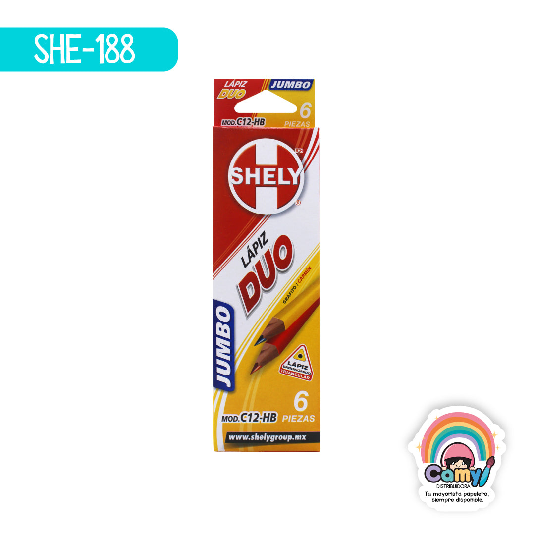 SHE-188 LPZ DUO SHELY JUMBO C/6 GRAFITO/ROJO