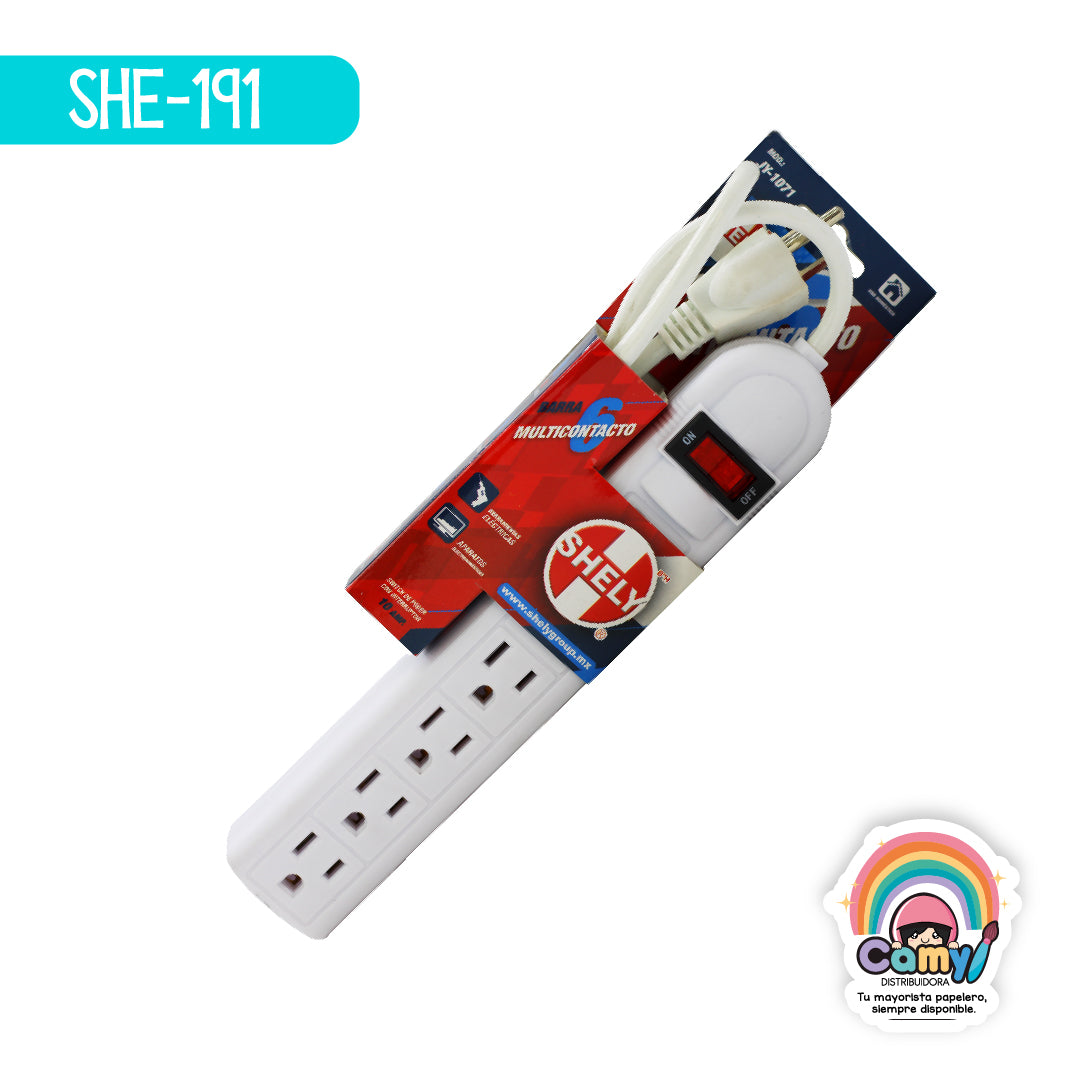 SHE-191 MULTICONTACTO 6 ENTRADAS BLANCO SHELY