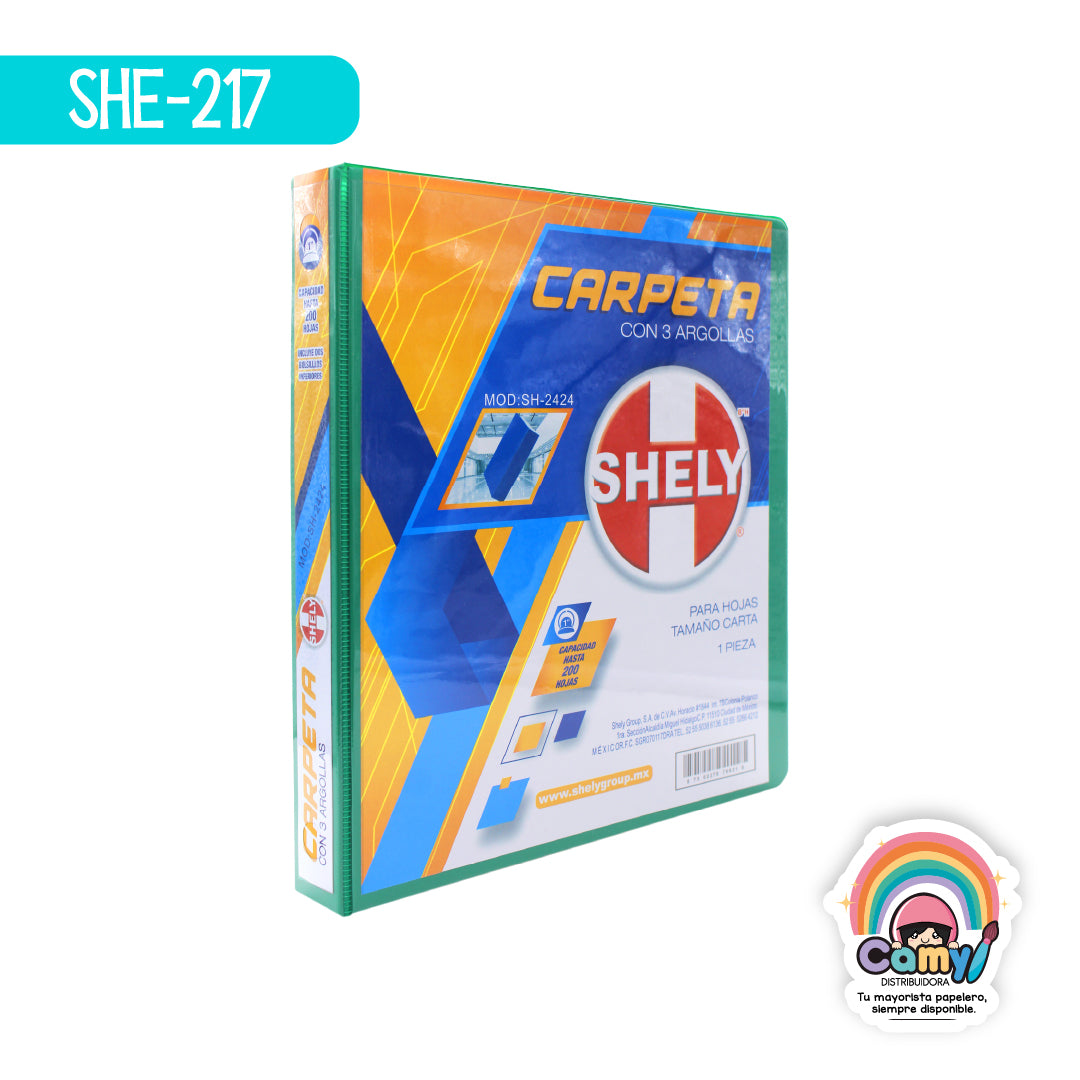 SHE-217 CARPETA 3 ARILLOS VERDE SHELY