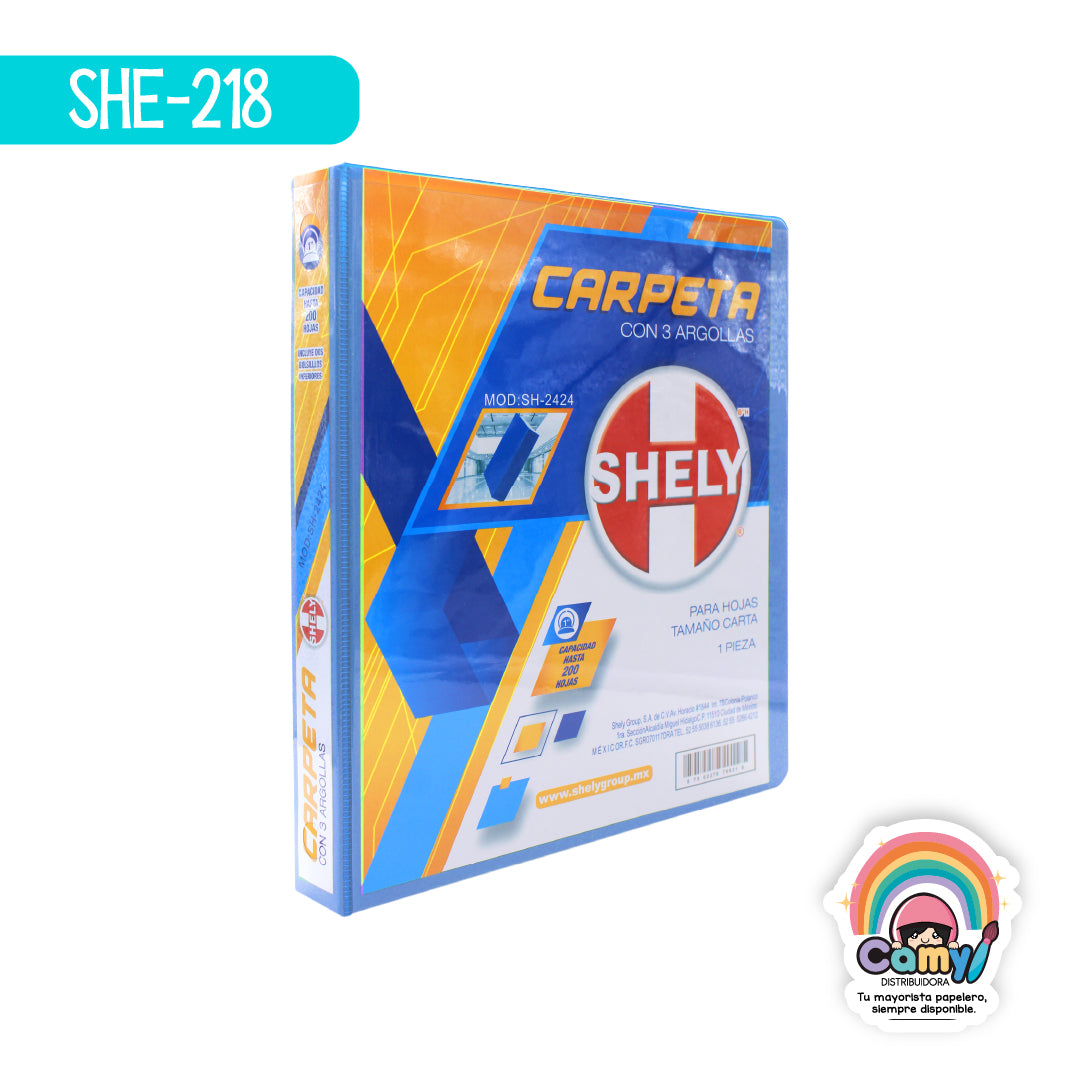 SHE-218 CARPETA 3 ARILLOS AZUL SHELY