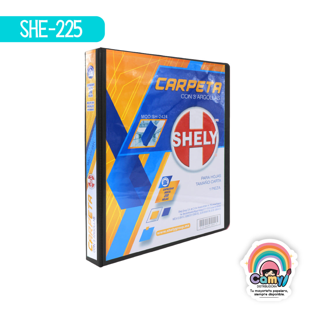 SHE-225 CARPETA 3 ARILLOS NEGRO SHELY