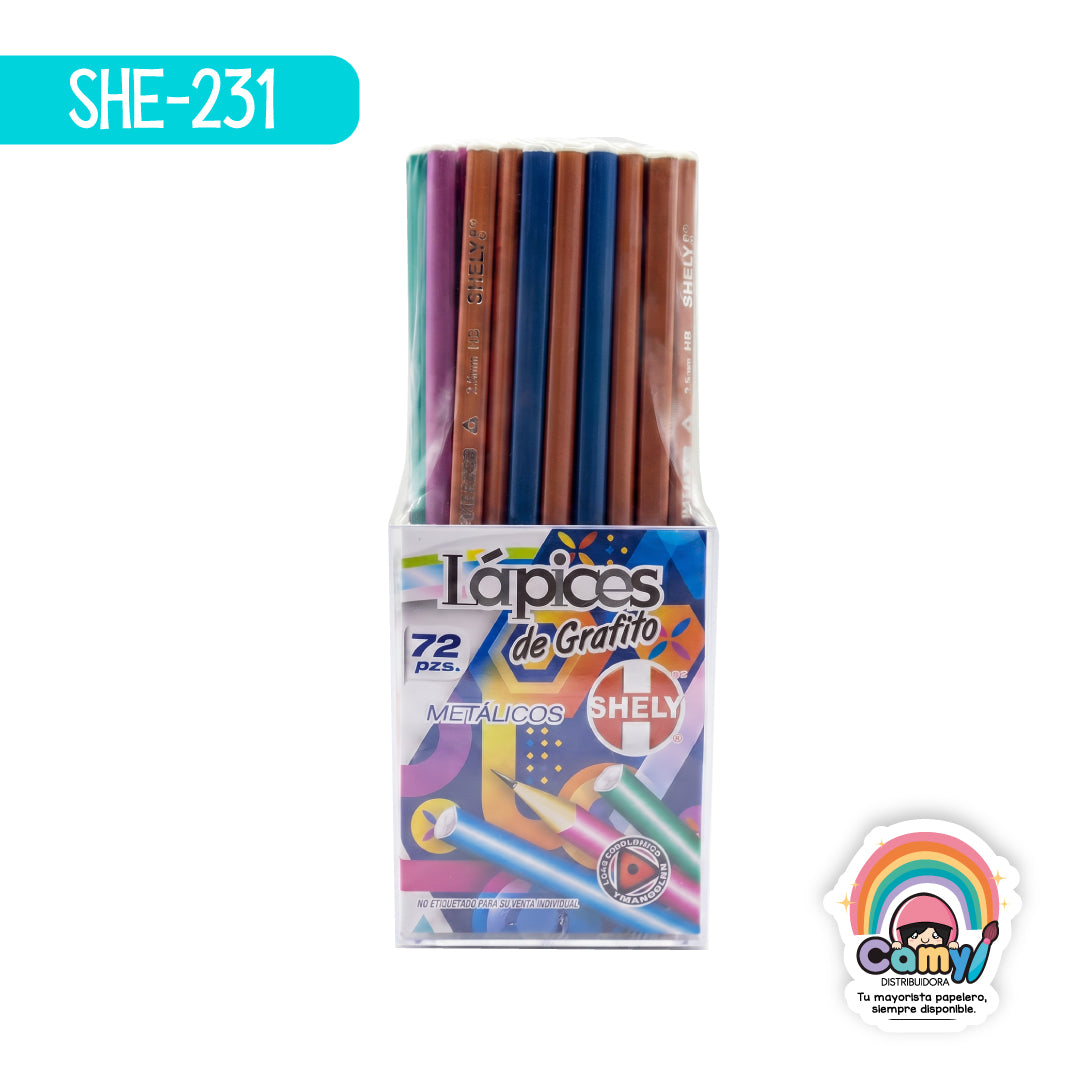 SHE-231 LAPICES DE GRAFITO HB METALICO C/72 PCS SHELY