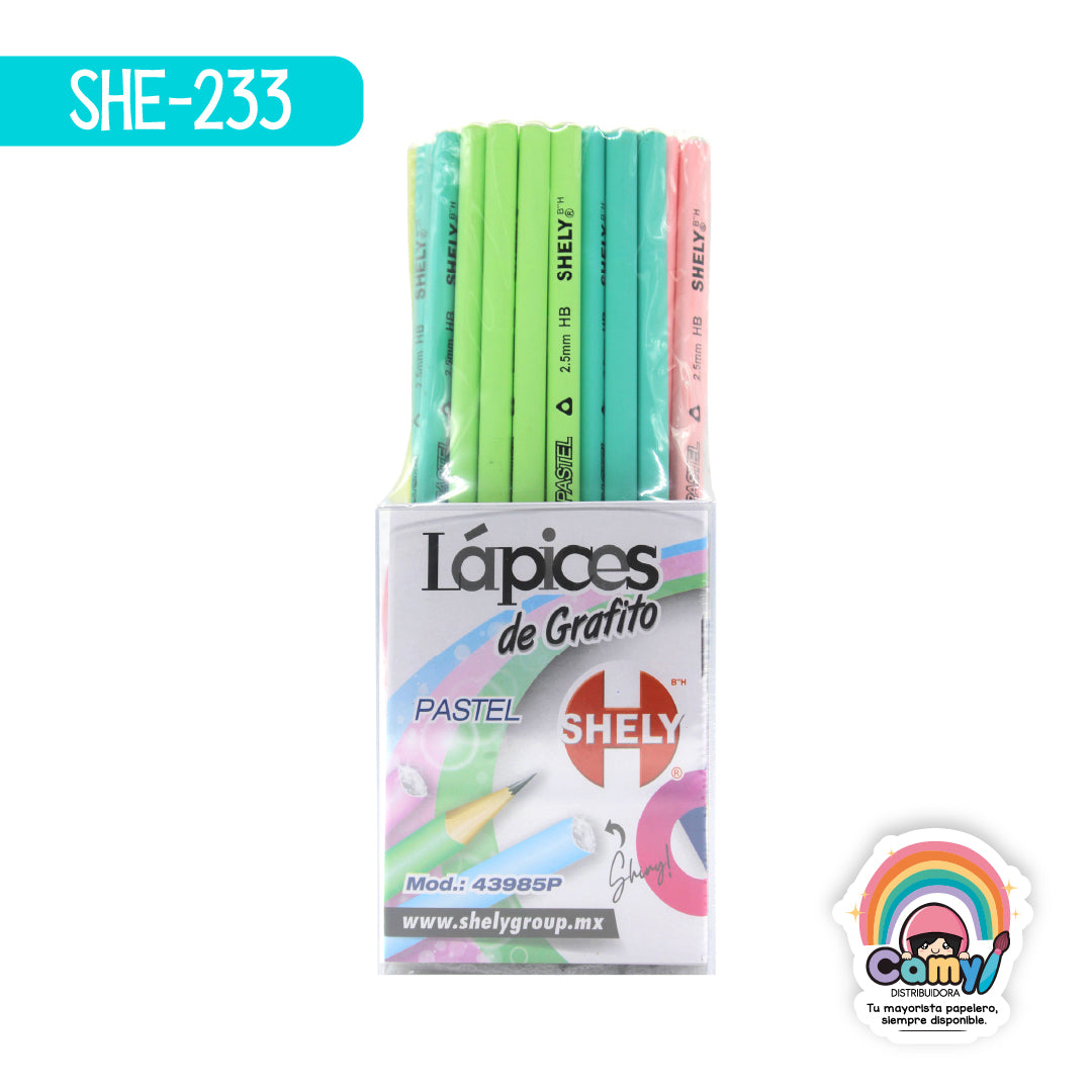 SHE-233 LAPICES DE GRAFITO HB PASTEL C/72 PCS SHELY