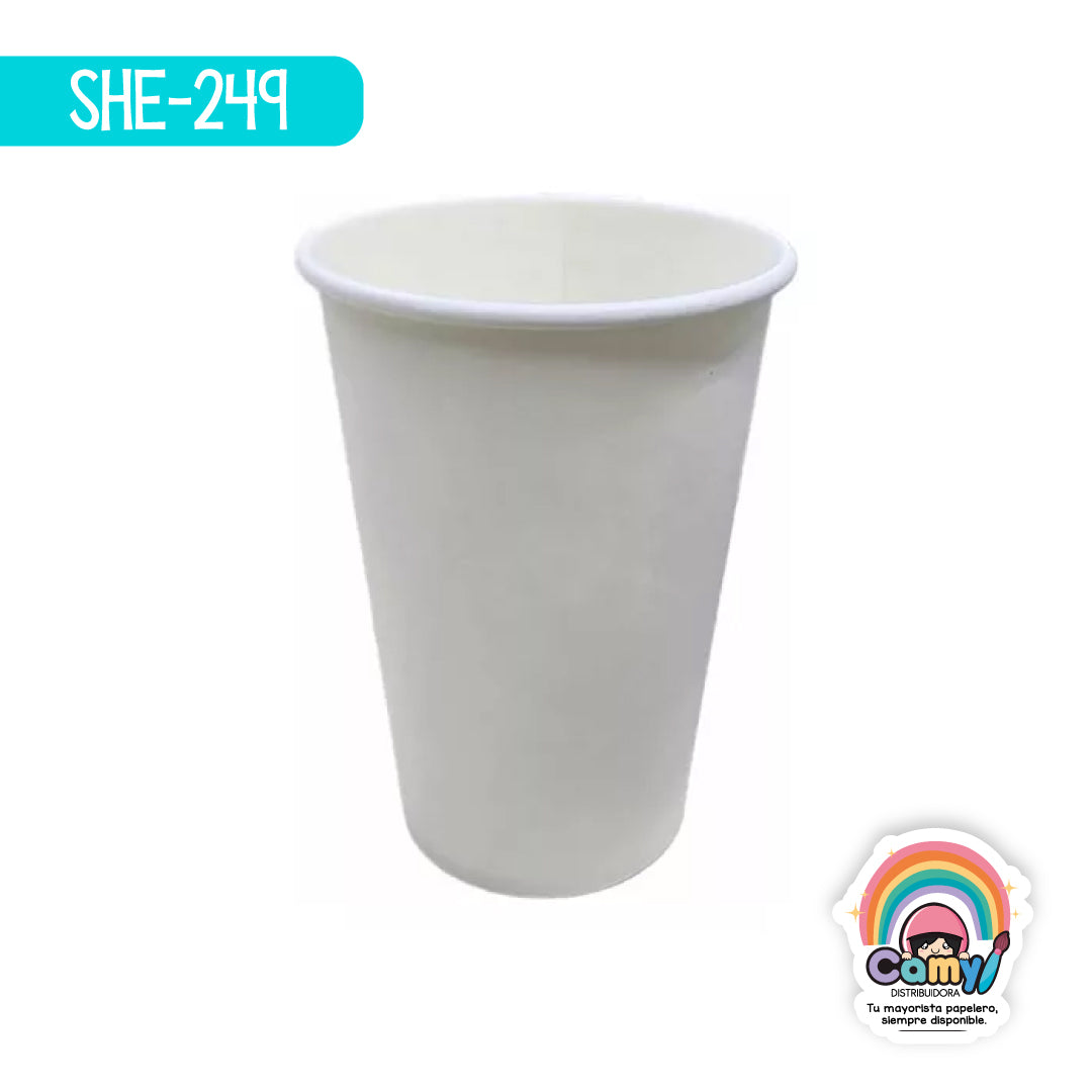 SHE-249 VASO DE PAPEL BLANCO. SHELY