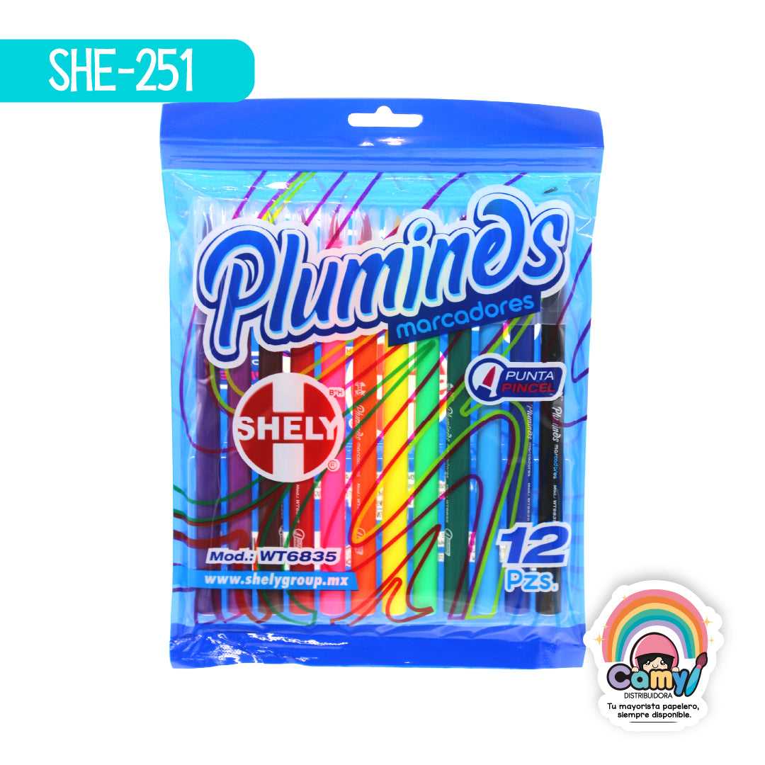SHE-251 PLUMINES PUNTA PINCEL C/12 SHELY