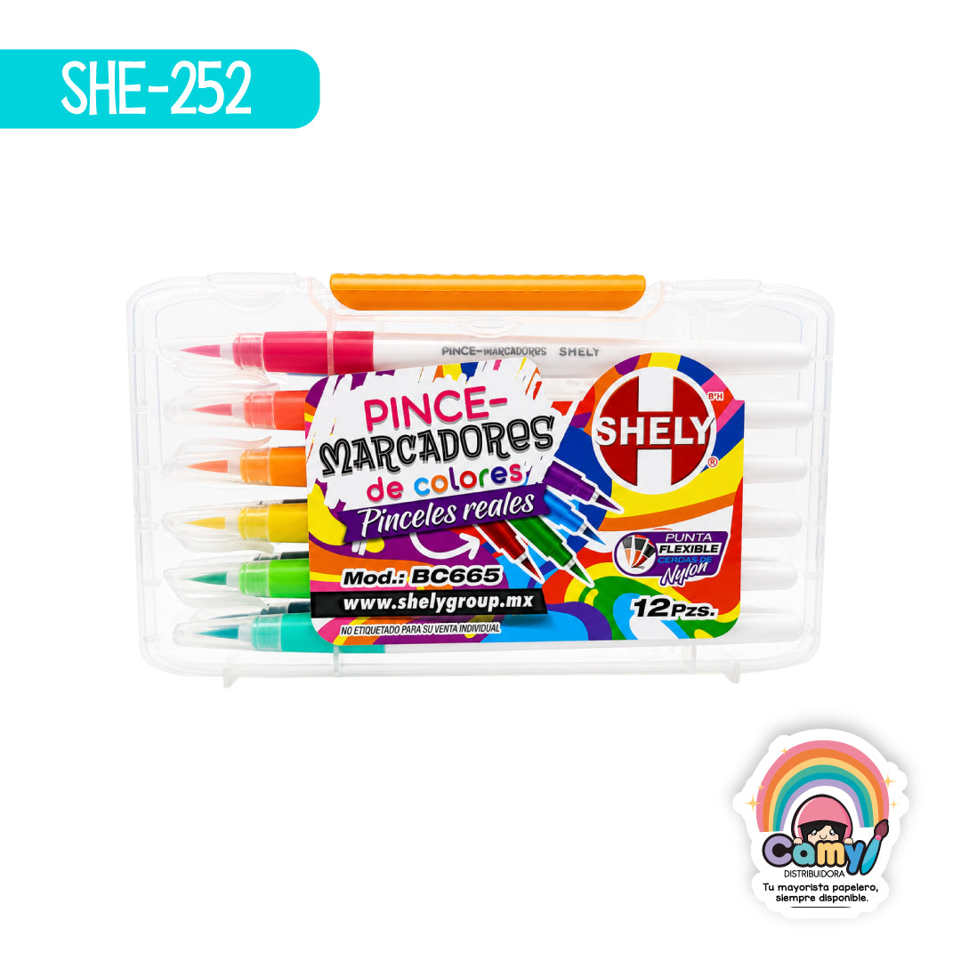 SHE-252 MARCADORES PINCE-DE COLORES C/12 SHELY