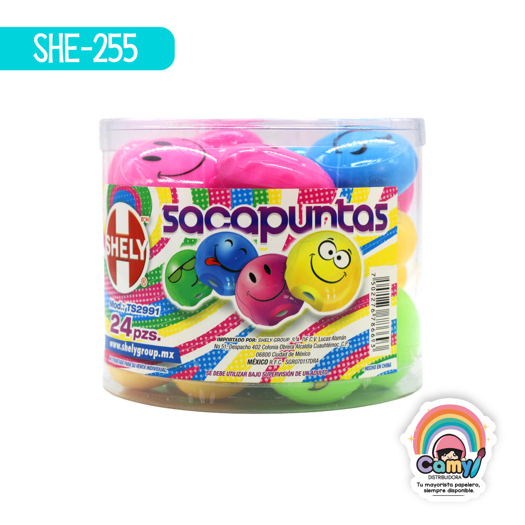 SHE-255 SACAPUNTAS CARITAS UN HOYO C/24 SHELY