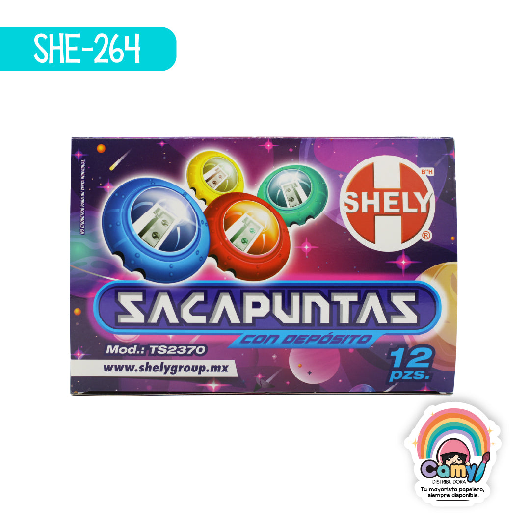 SHE-264 SACAPUNTAS NAVE ESPACIAL C/DEPOSITO C/12 SHELY