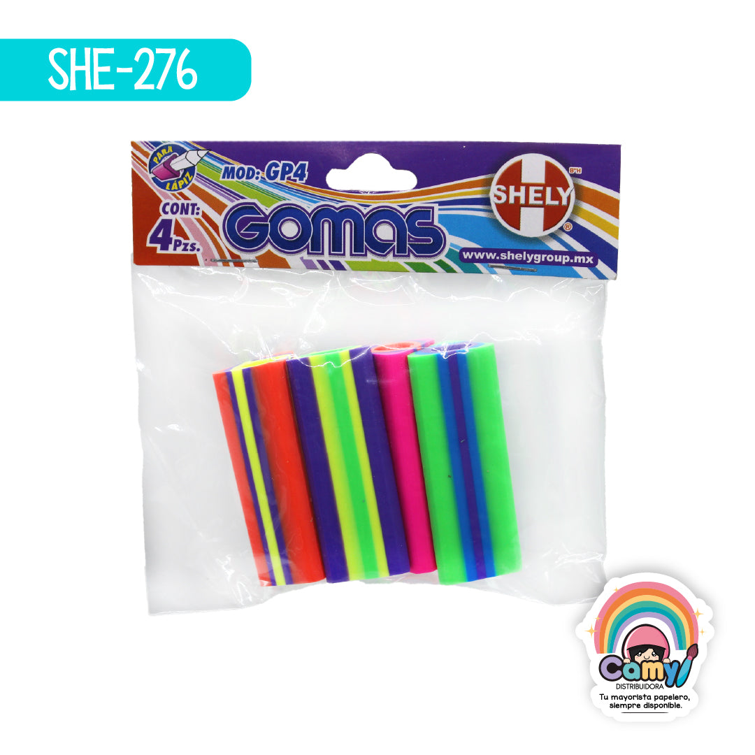 SHE-276 GOMA P/LAPIZ BOLSA C/4 SHELY