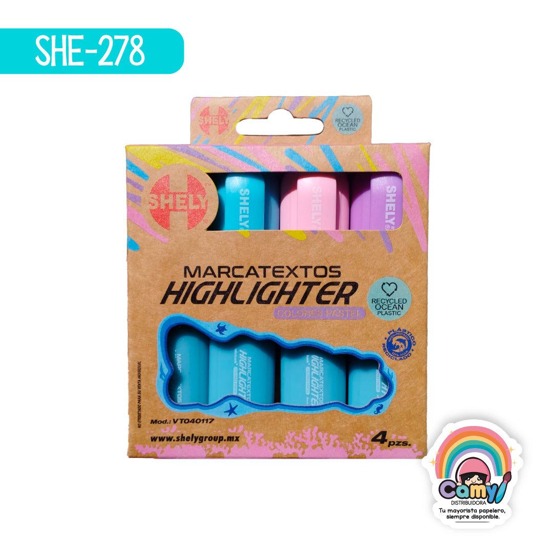 SHE-278 MARCA TEXTO PASTEL C/4 PCS SHELY