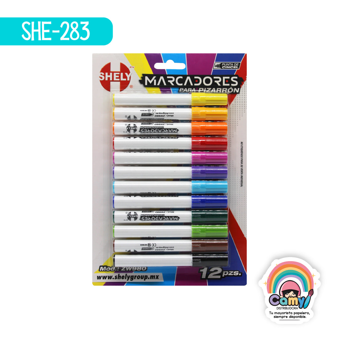 SHE-283 MARCADOR P /PIZARRON C/12 SURT SHELY