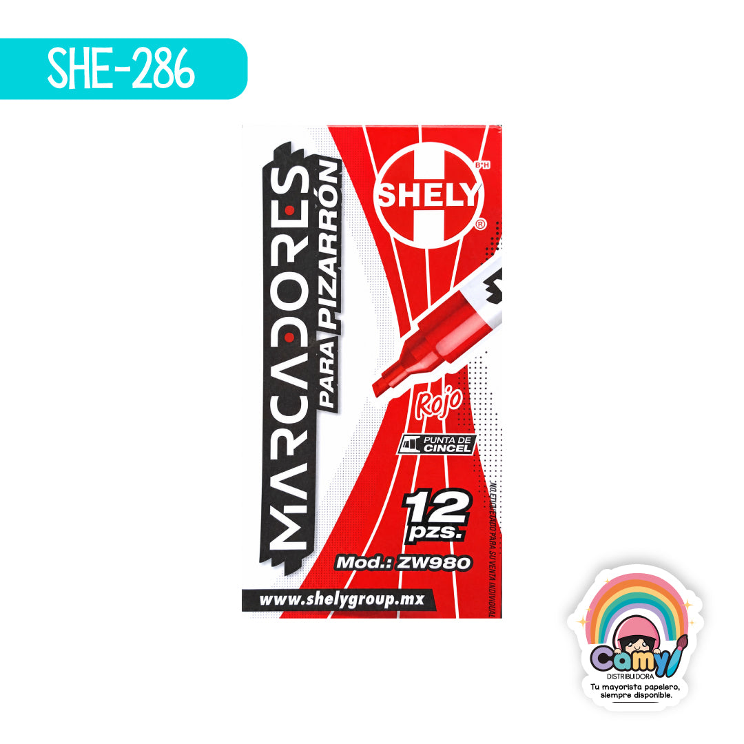 SHE-286 MARCADOR P /PIZARRON ROJO C/12 SHELY